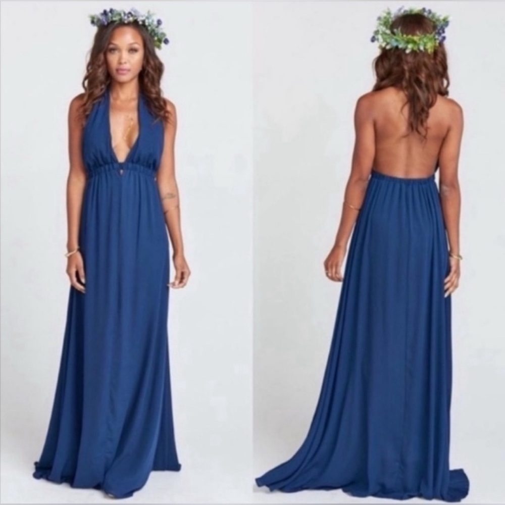 Show Me Your MuMu Luna Halter Maxi Dress Navy XS
